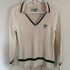Tory Sport Ribbed Merino Polo Sweater